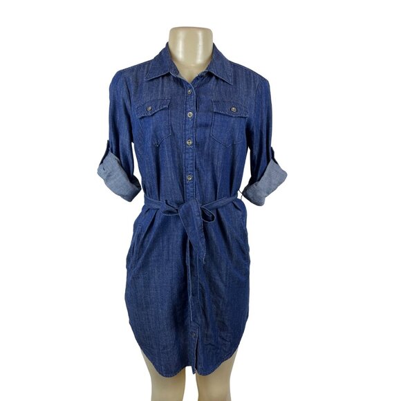 Banana Republic Dresses & Skirts - Banana Republic Womens Denim Shirt Dress Size 2P Petite Roll-Up Sleeves